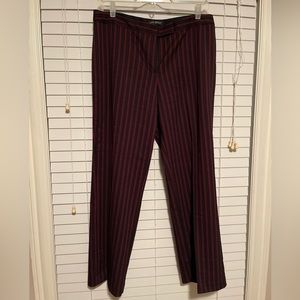 Dark red/black striped straight leg dress pant